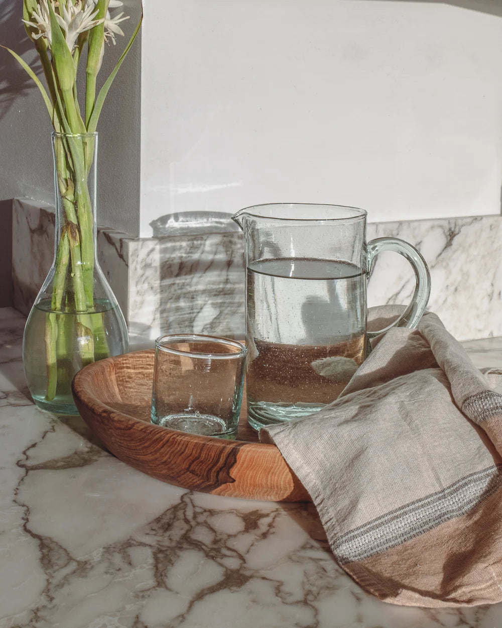 Recycled Glass Water Pitcher, Serving Jug