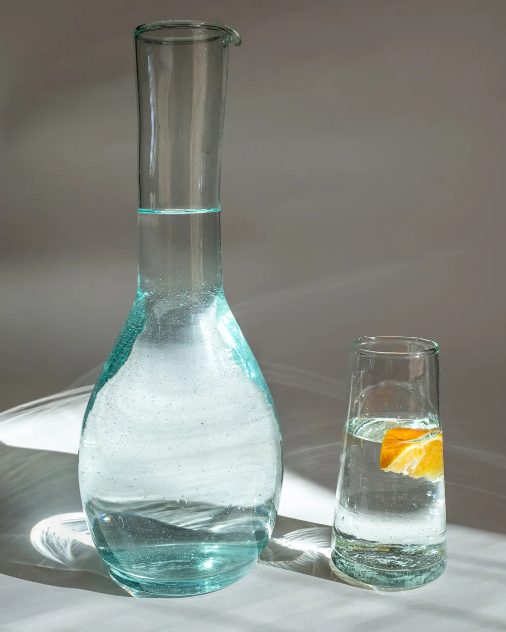 Recycled Glass Tall Carafe, Beverage Decanter