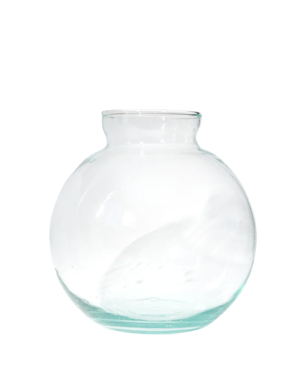 Recycled Glass Round Bulbous Flower Vase