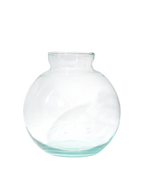 Recycled Glass Round Bulbous Flower Vase