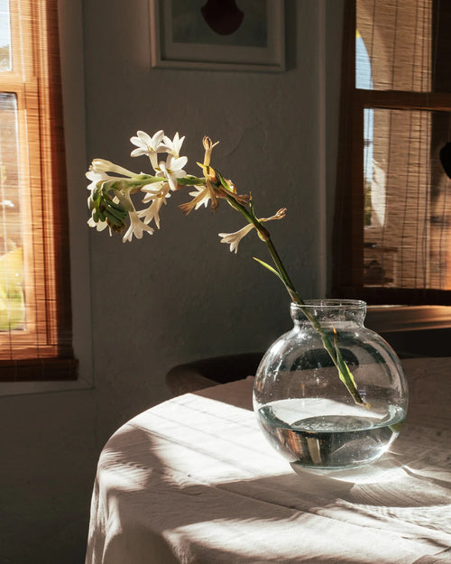 Recycled Glass Round Bulbous Flower Vase