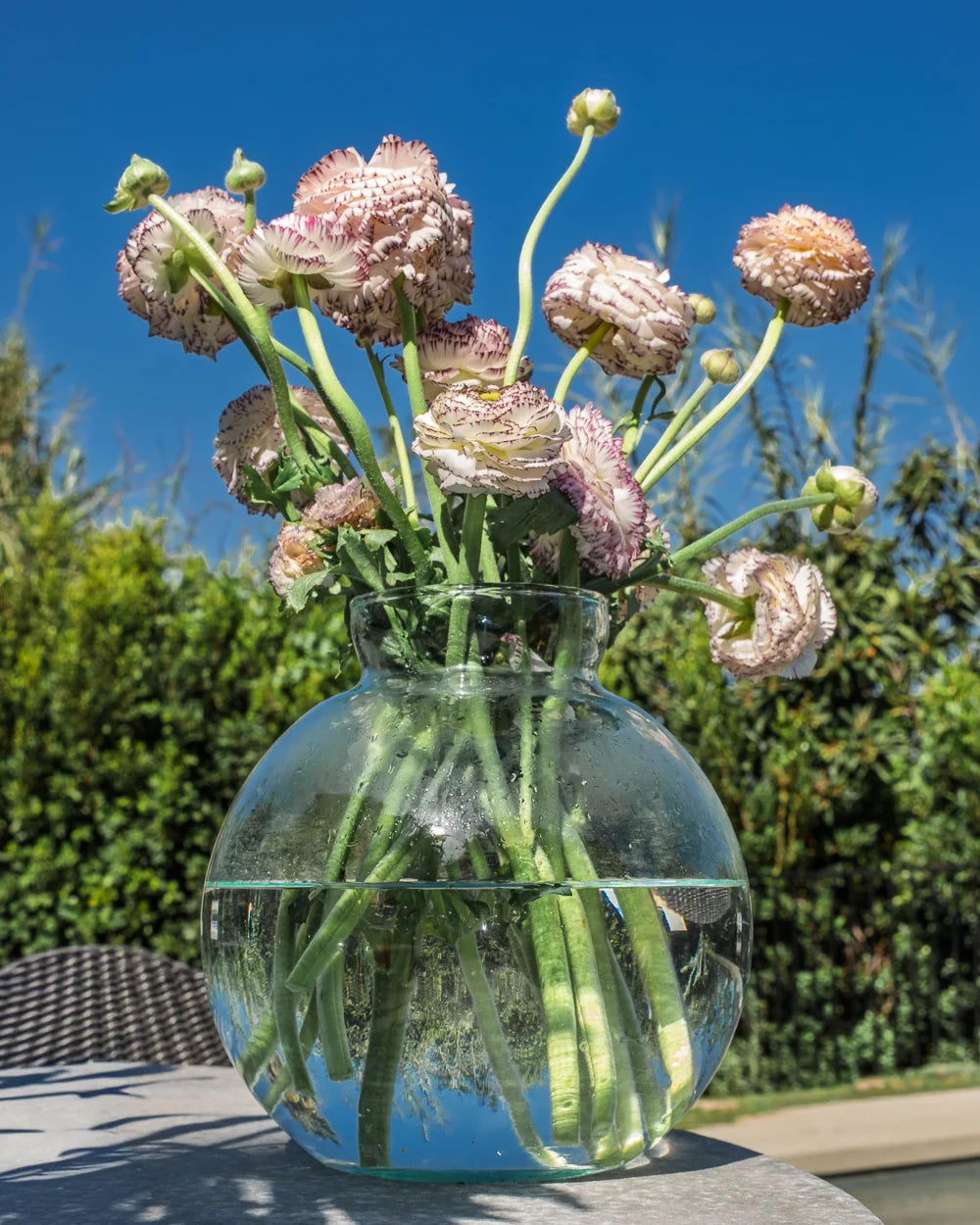 Recycled Glass Round Bulbous Flower Vase