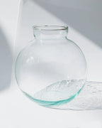 Recycled Glass Round Bulbous Flower Vase