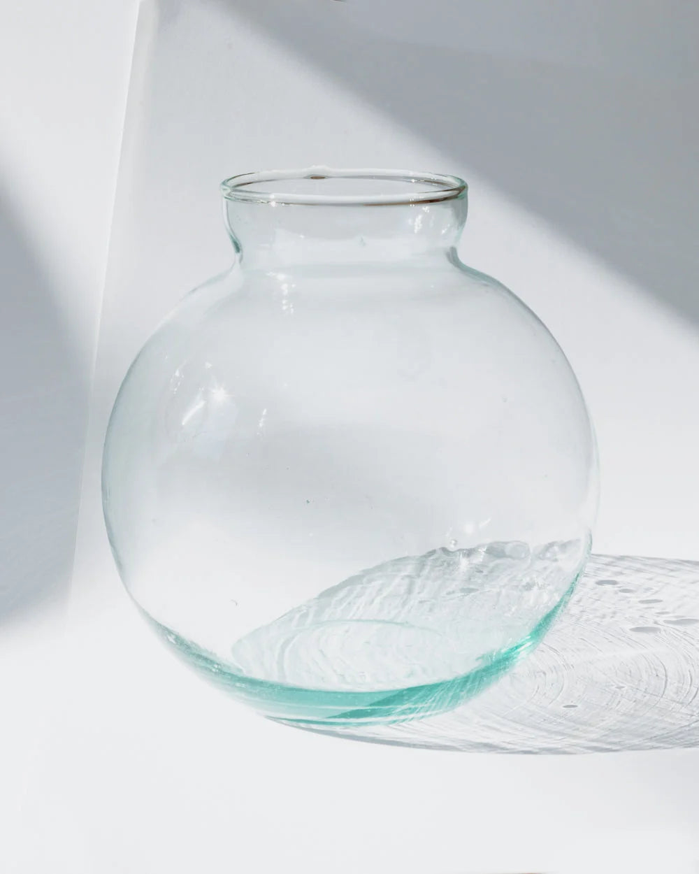 Recycled Glass Round Bulbous Flower Vase
