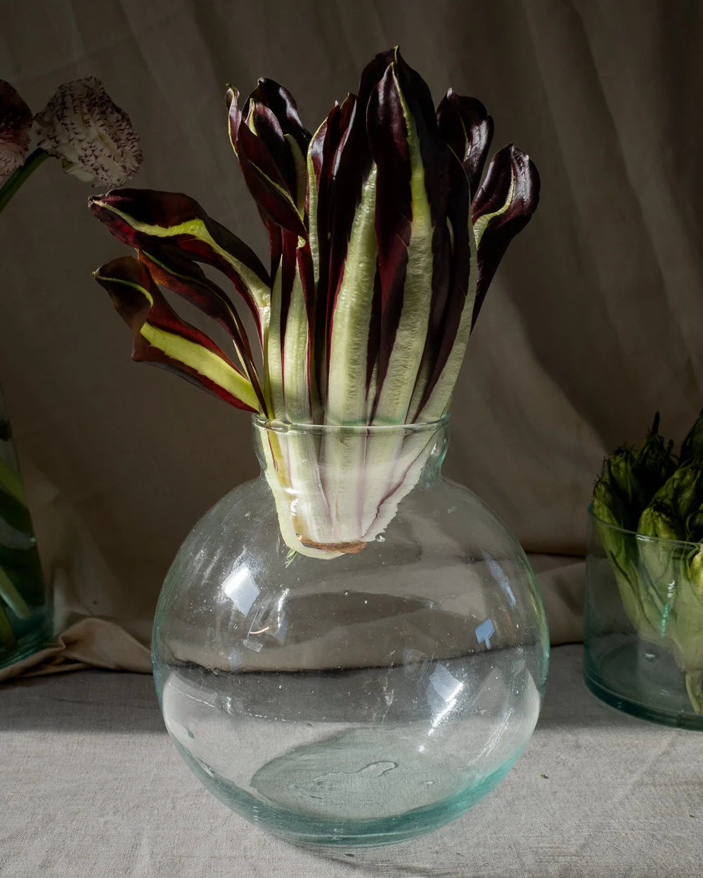 Recycled Glass Round Bulbous Flower Vase