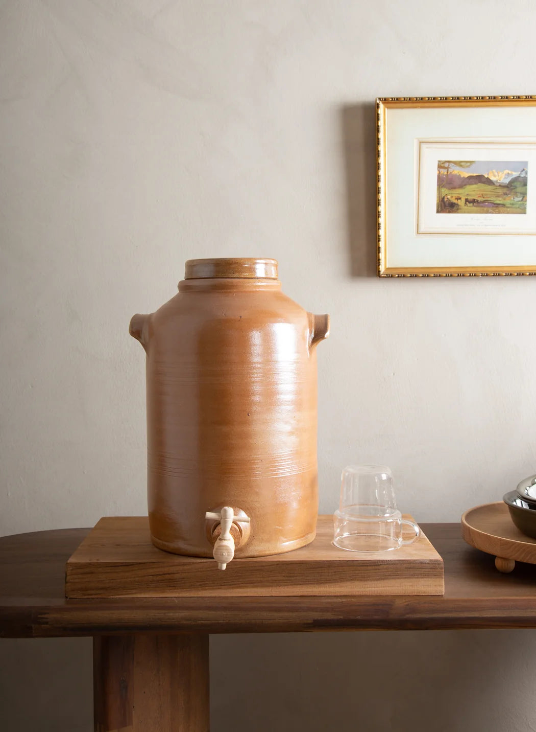 Vintage Beverage Dispenser Stoneware Water Jug